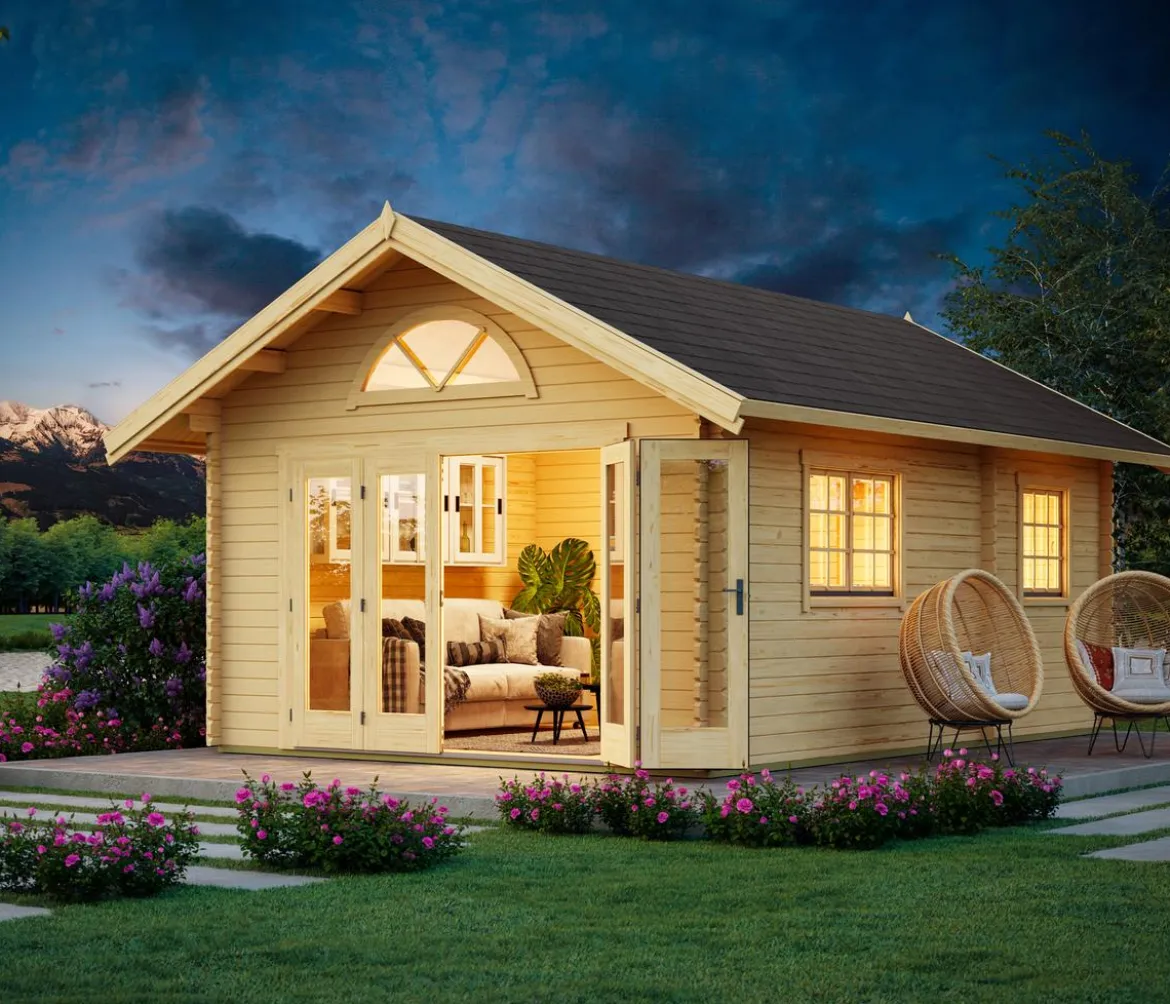 Lasita Maja Blockbohlenhaus Caroline 2.3, ca. B675/H330,6/T489,9 cm