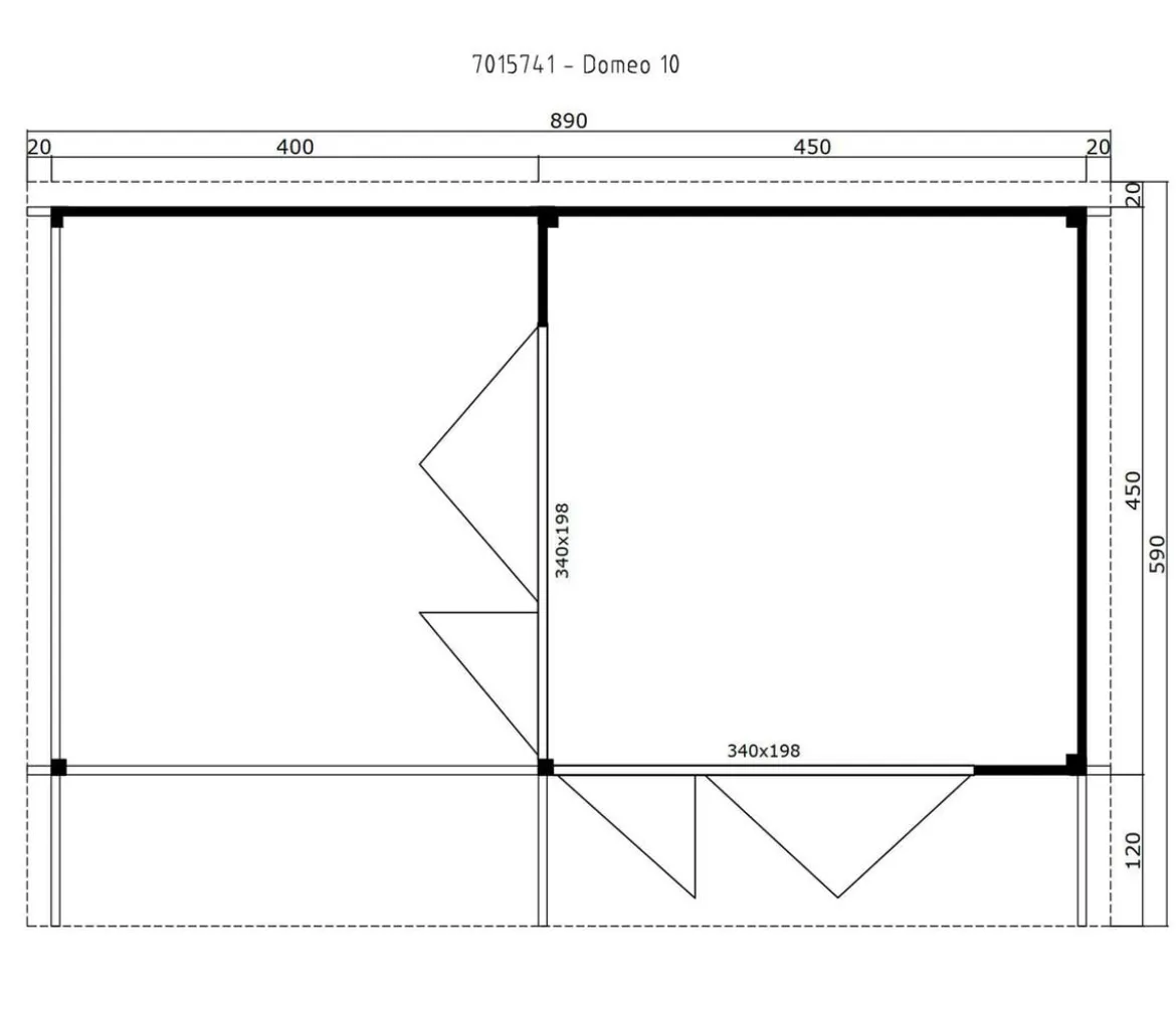 Lasita Maja Blockbohlenhaus Domeo 10, ca. B890/H258,4/T590 cm