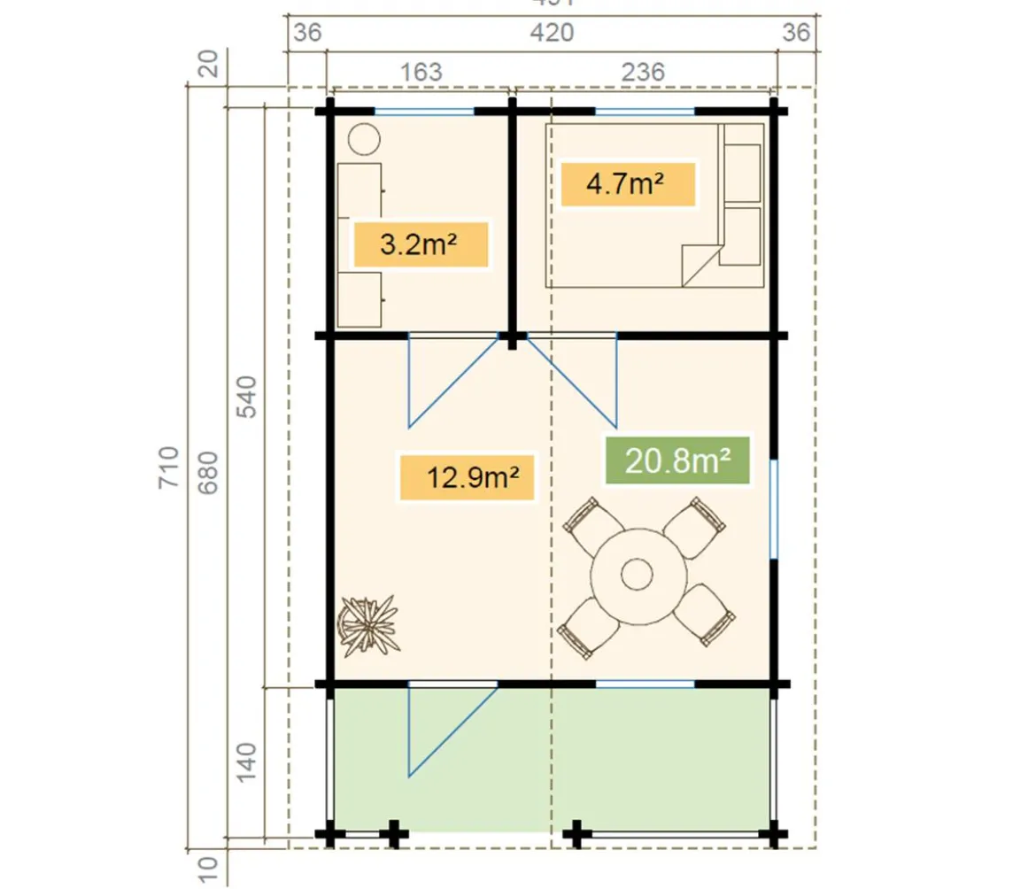 Lasita Maja Ferienhaus Elba, ca. B487,2/H265,2/T710 cm