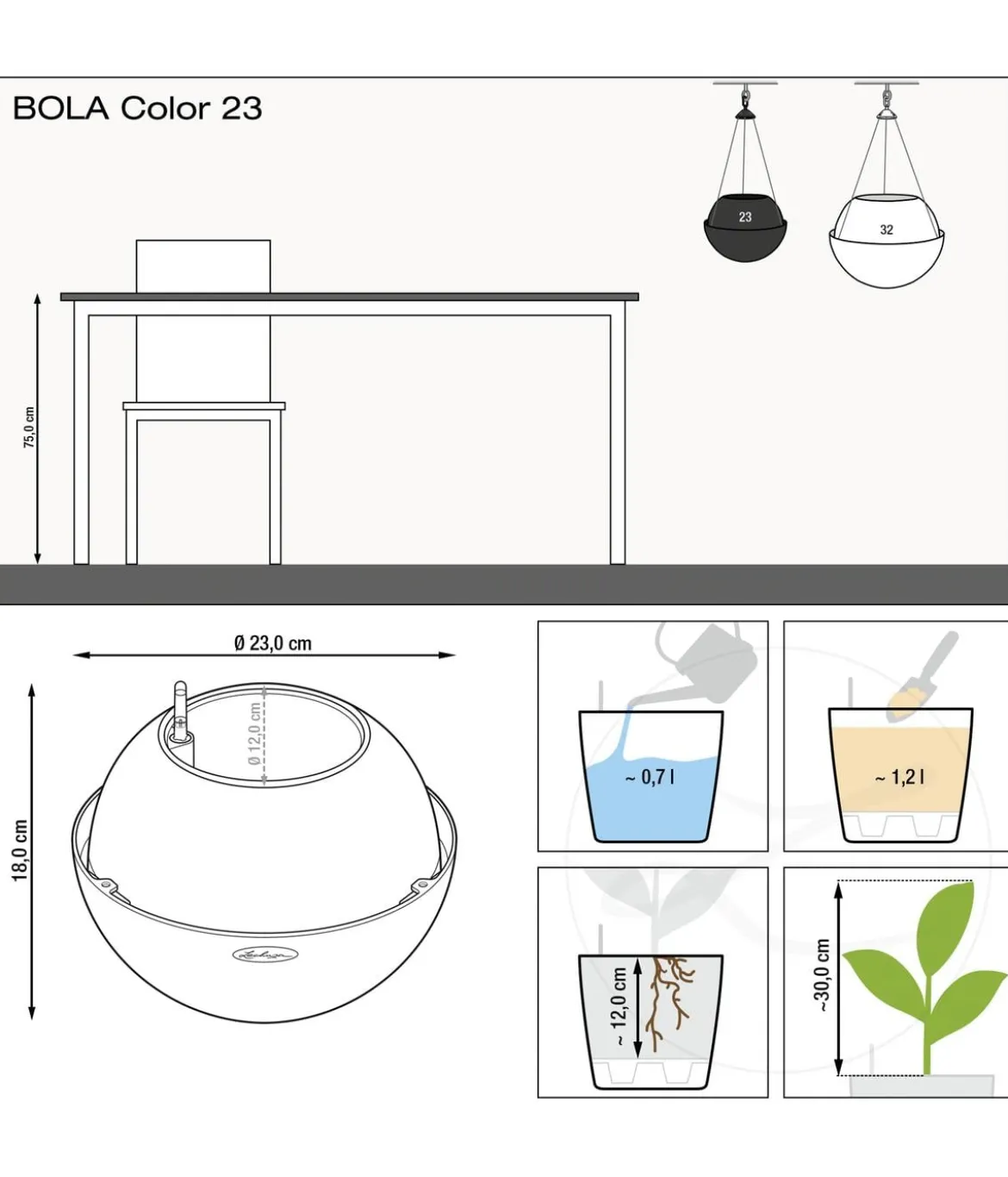 LECHUZA® BOLA Color, All-in-One Set
