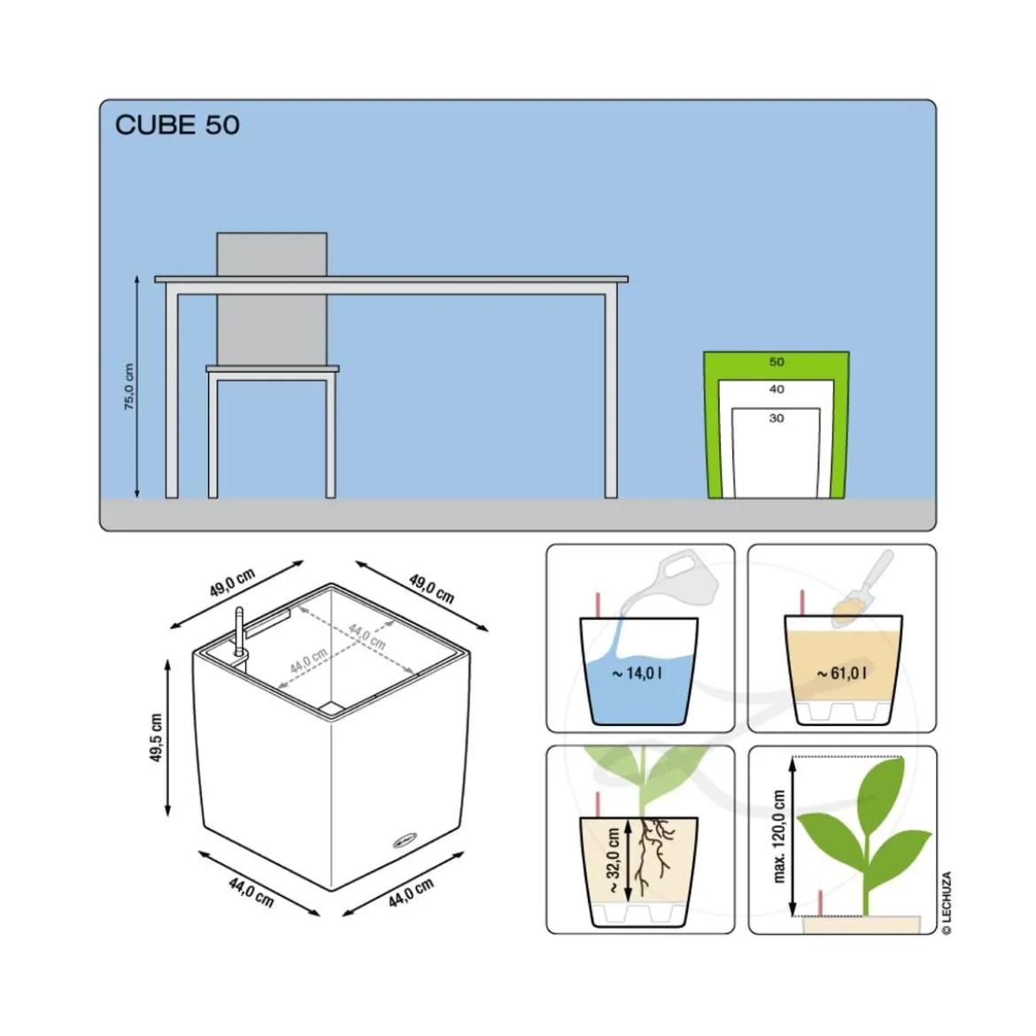 LECHUZA® CUBE, All-in-One Set