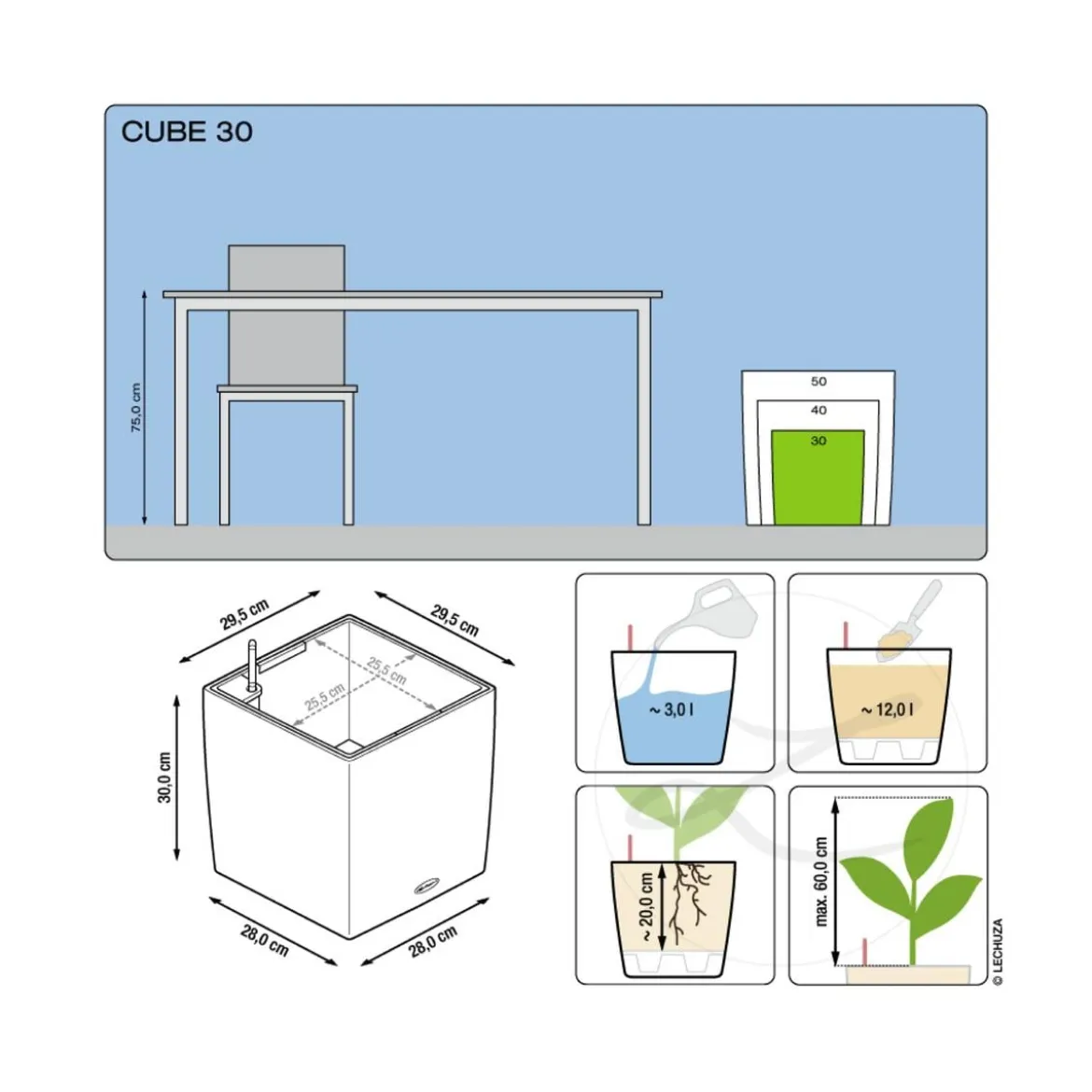 LECHUZA® CUBE, All-in-One Set