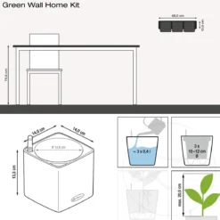 LECHUZA® CUBE Color Green Wall Home Kit, ca. B48/H14/T15 cm