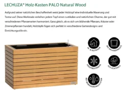 LECHUZA® Holz-Kasten PALO Natural Wood 80, rechteckig
