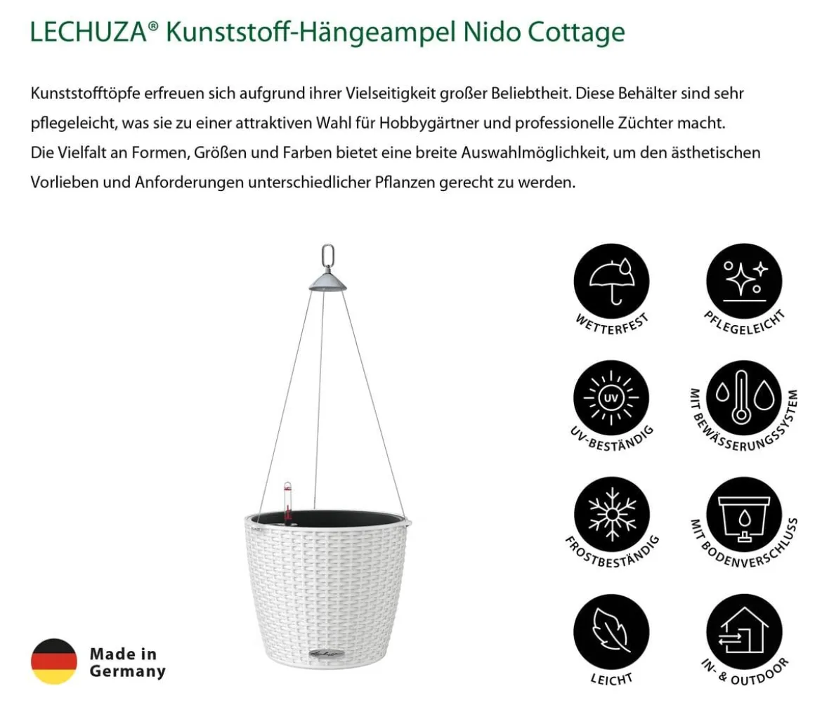 LECHUZA® Kunststoff-Hängeampel Nido Cottage