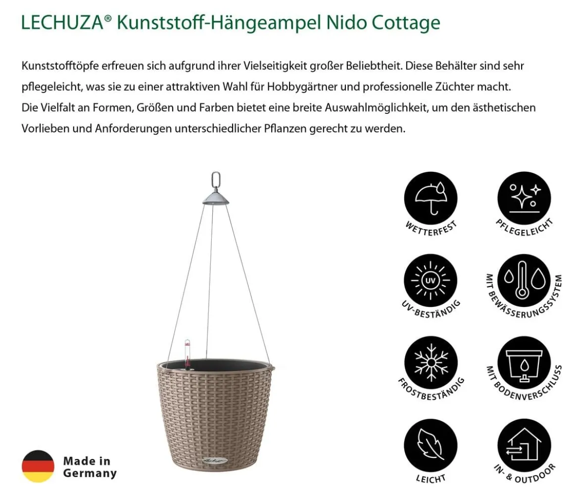 LECHUZA® Kunststoff-Hängeampel Nido Cottage