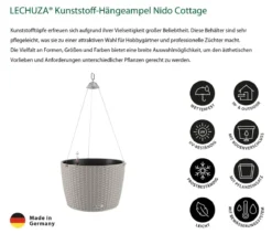 LECHUZA® Kunststoff-Hängeampel Nido Cottage inkl. Pflanzeinsatz, rund, ca. Ø36,3/H24,2 cm