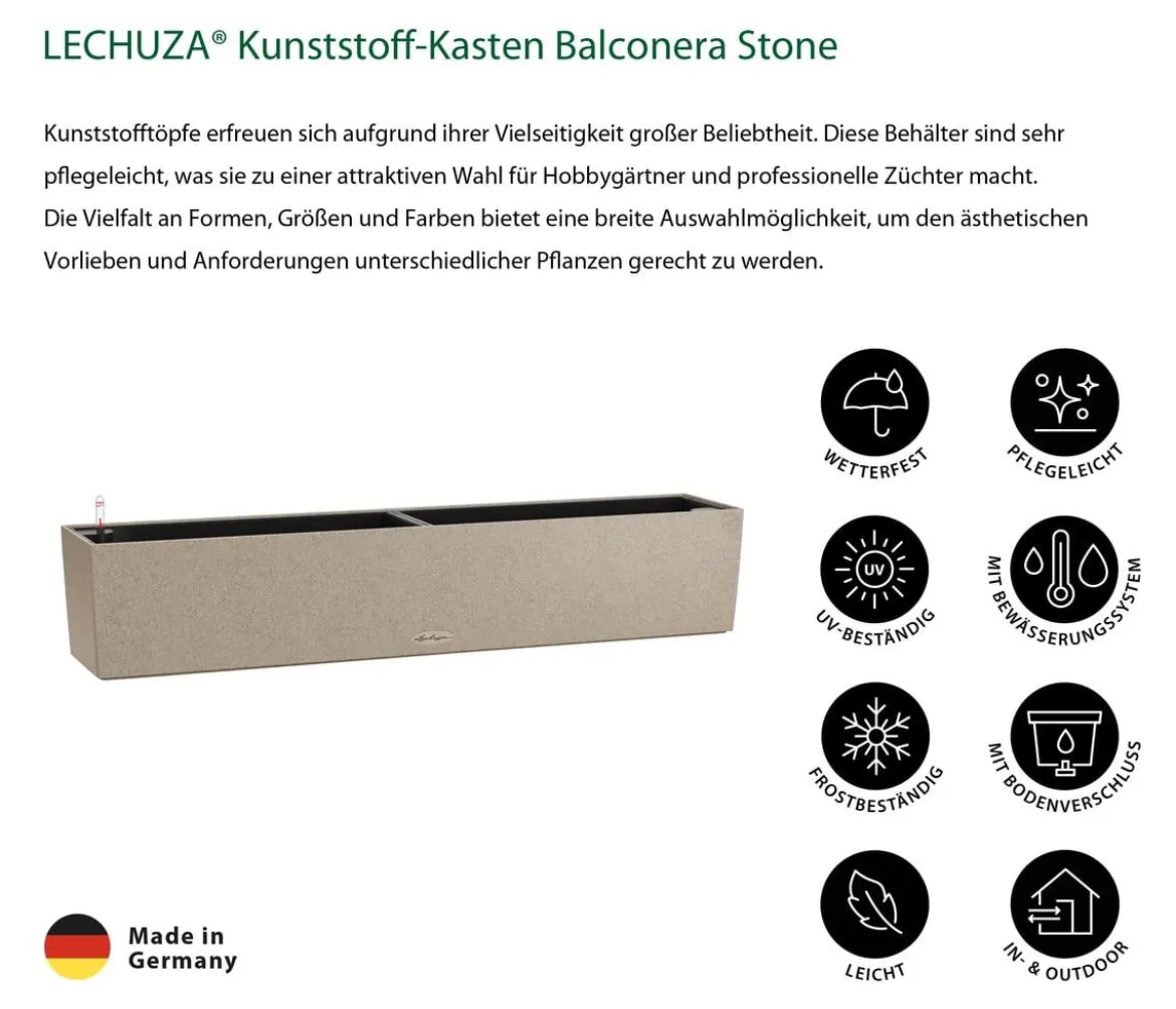LECHUZA® Kunststoff-Kasten Balconera Stone, rechteckig