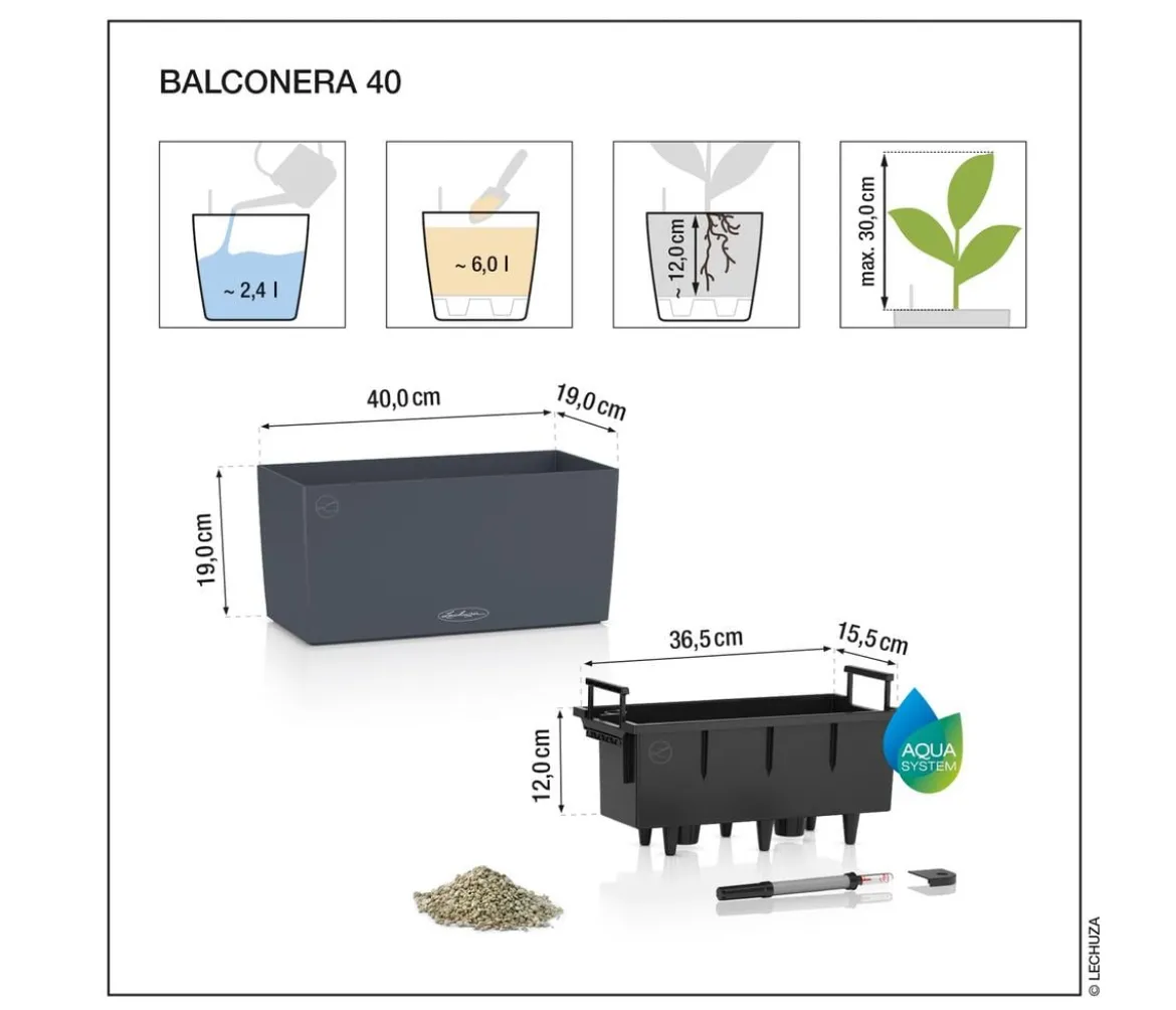LECHUZA® Kunststoff-Kasten Balconera Stone, rechteckig