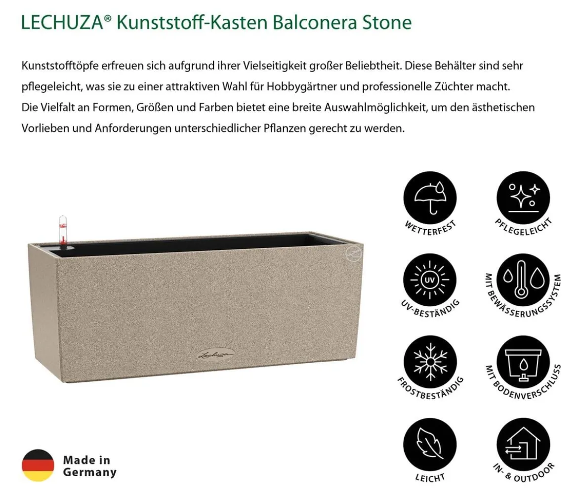 LECHUZA® Kunststoff-Kasten Balconera Stone, rechteckig