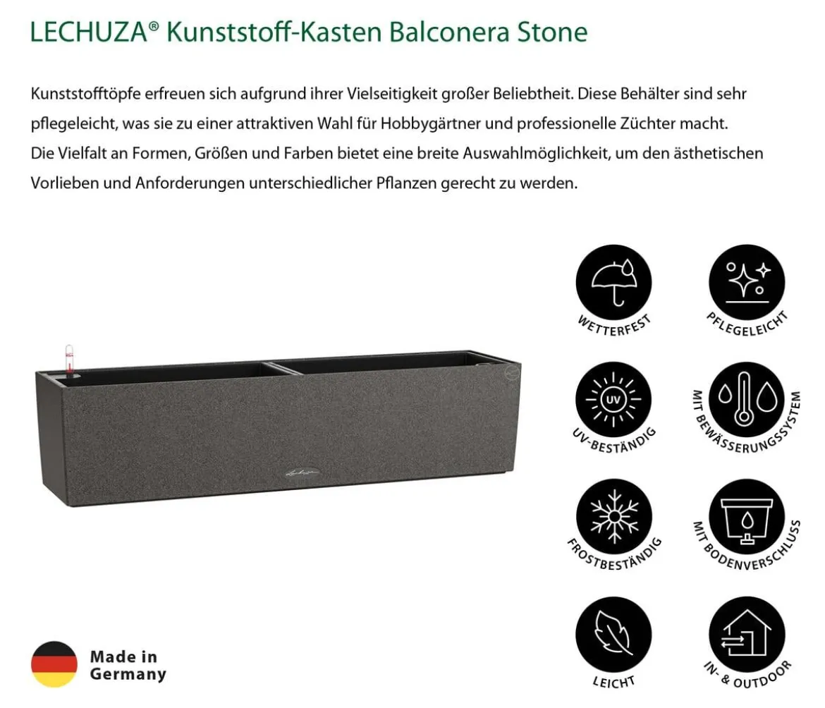 LECHUZA® Kunststoff-Kasten Balconera Stone, rechteckig
