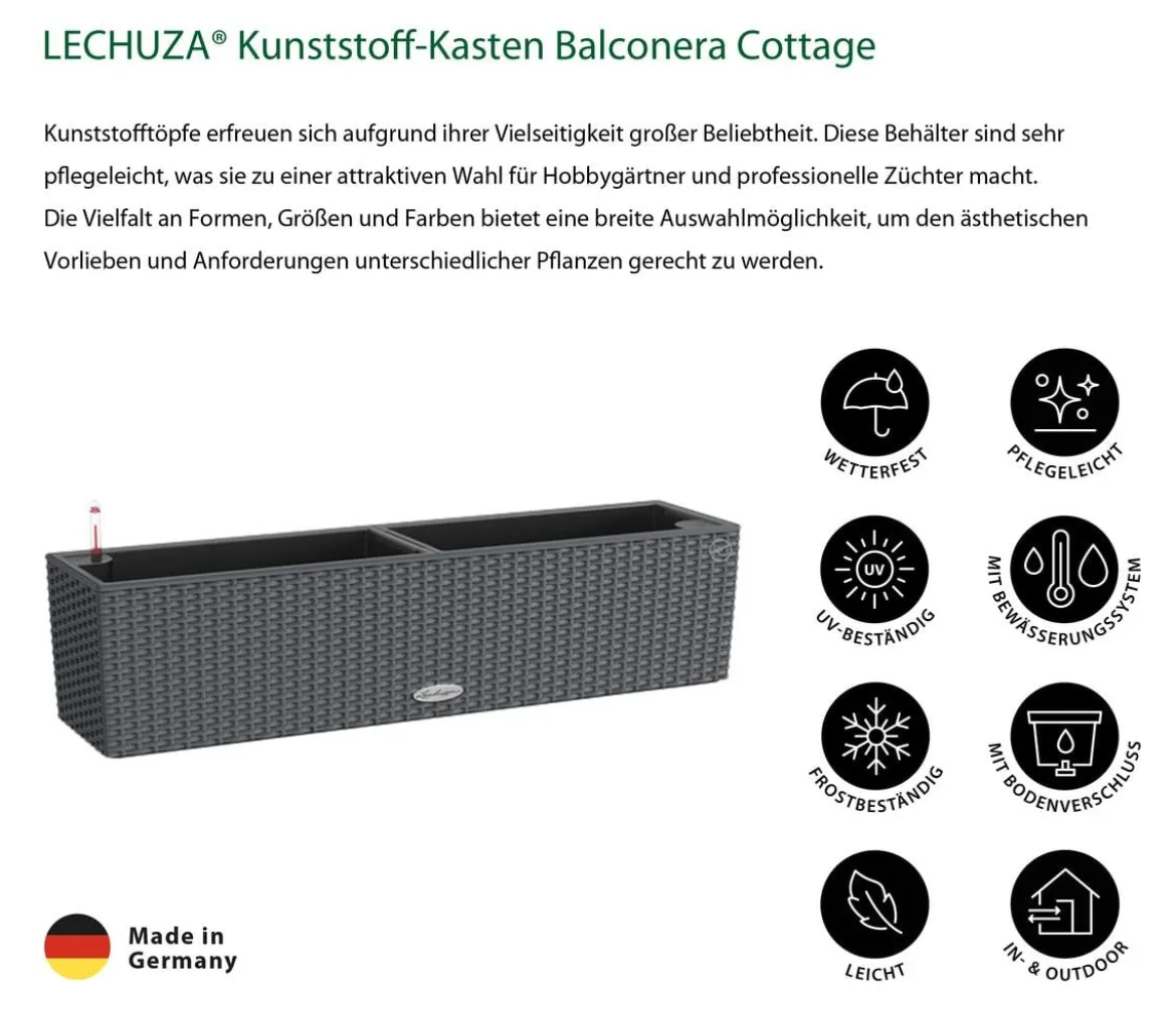 LECHUZA® Kunststoff-Kasten Balconera Cottage, rechteckig