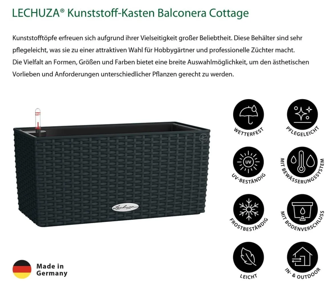 LECHUZA® Kunststoff-Kasten Balconera Cottage, rechteckig