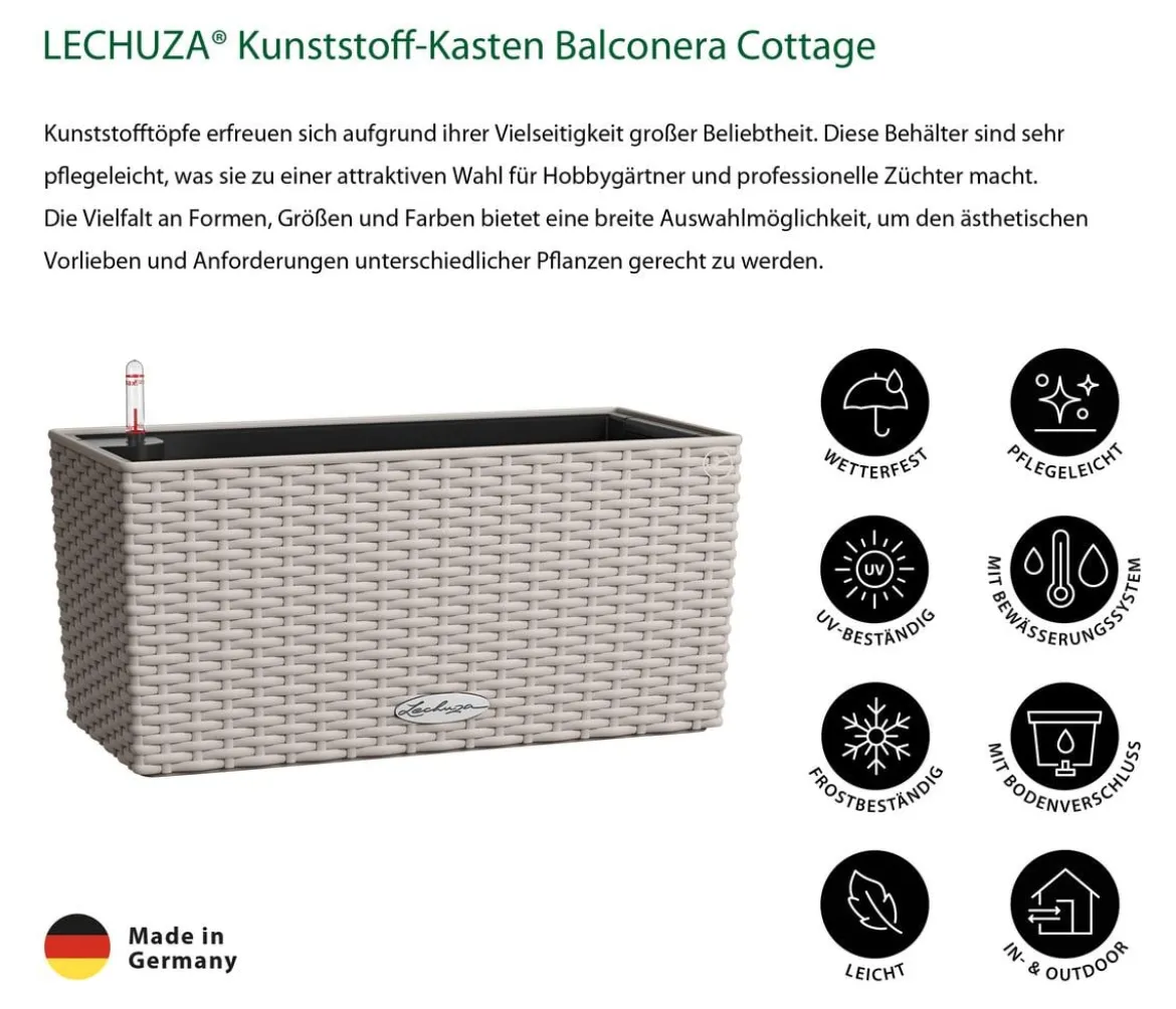LECHUZA® Kunststoff-Kasten Balconera Cottage, rechteckig