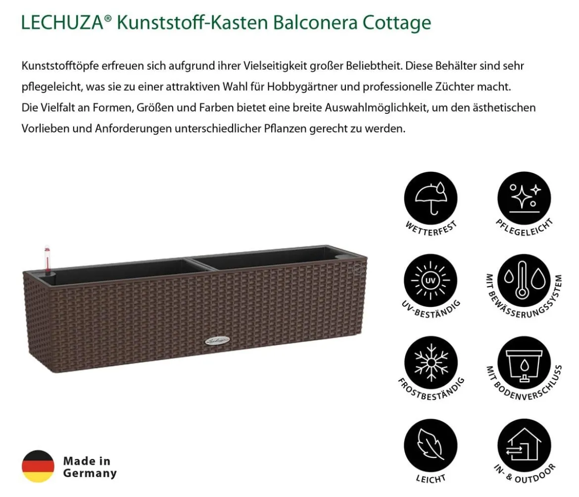 LECHUZA® Kunststoff-Kasten Balconera Cottage, rechteckig