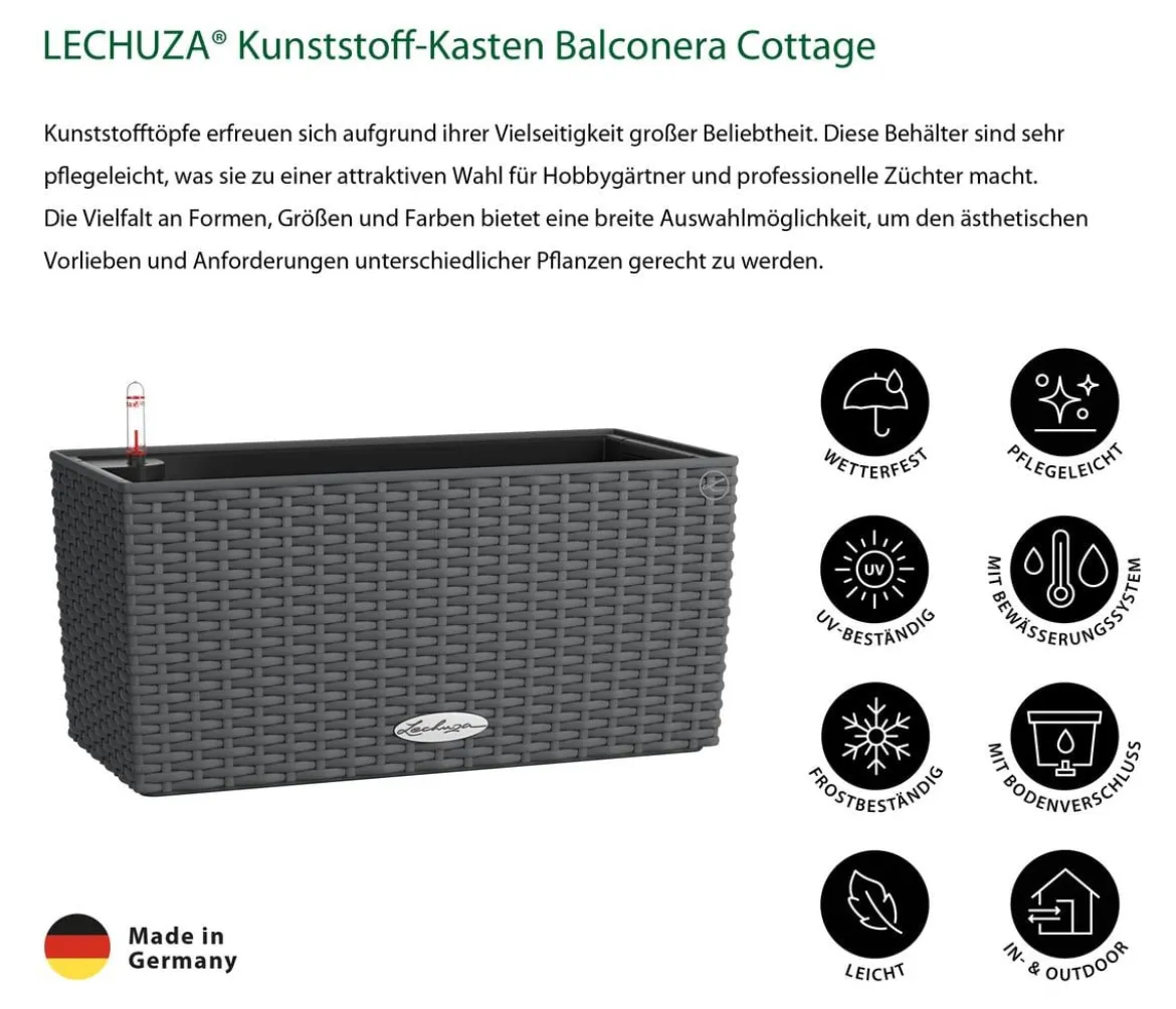 LECHUZA® Kunststoff-Kasten Balconera Cottage, rechteckig