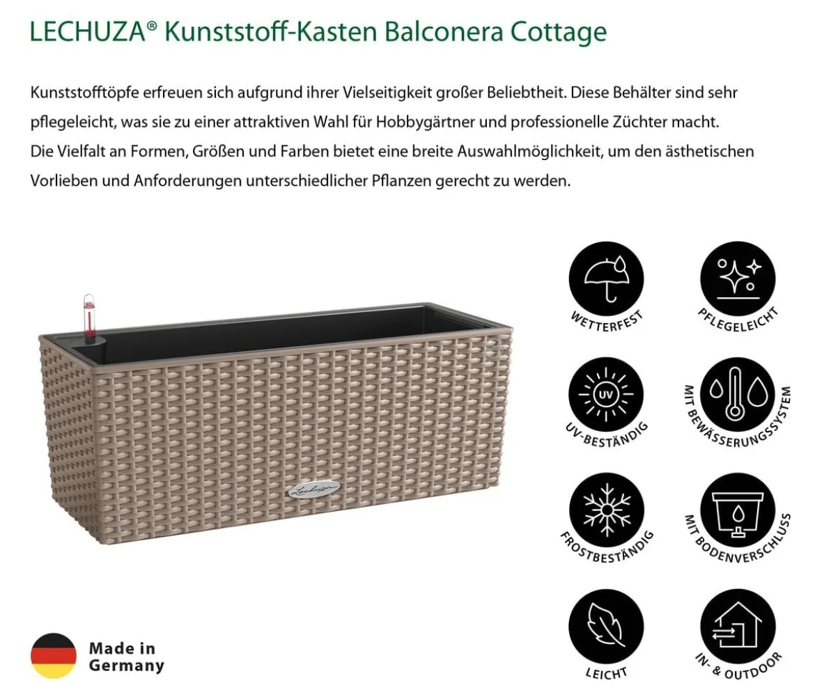 LECHUZA® Kunststoff-Kasten Balconera Cottage, rechteckig
