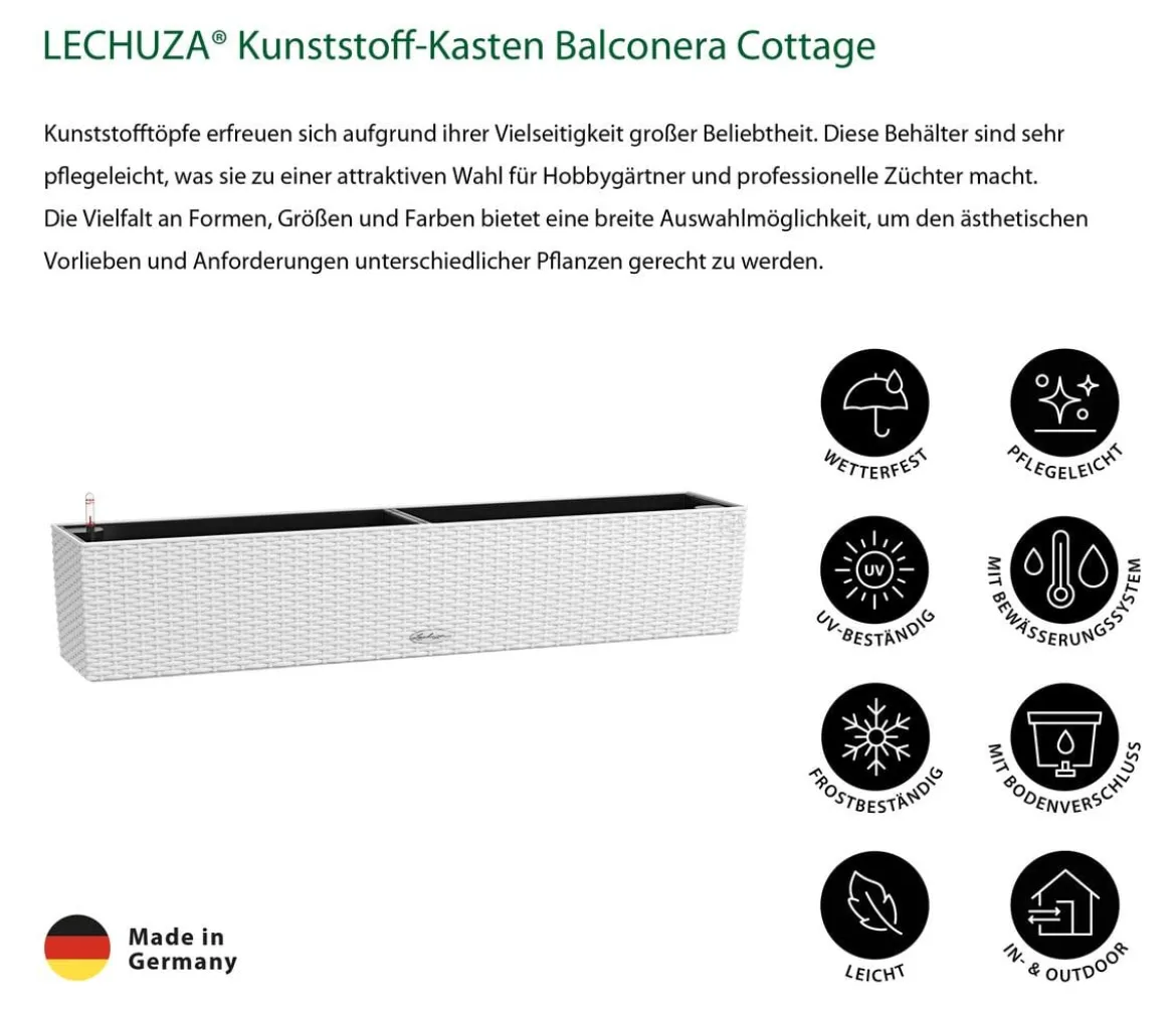 LECHUZA® Kunststoff-Kasten Balconera Cottage, rechteckig