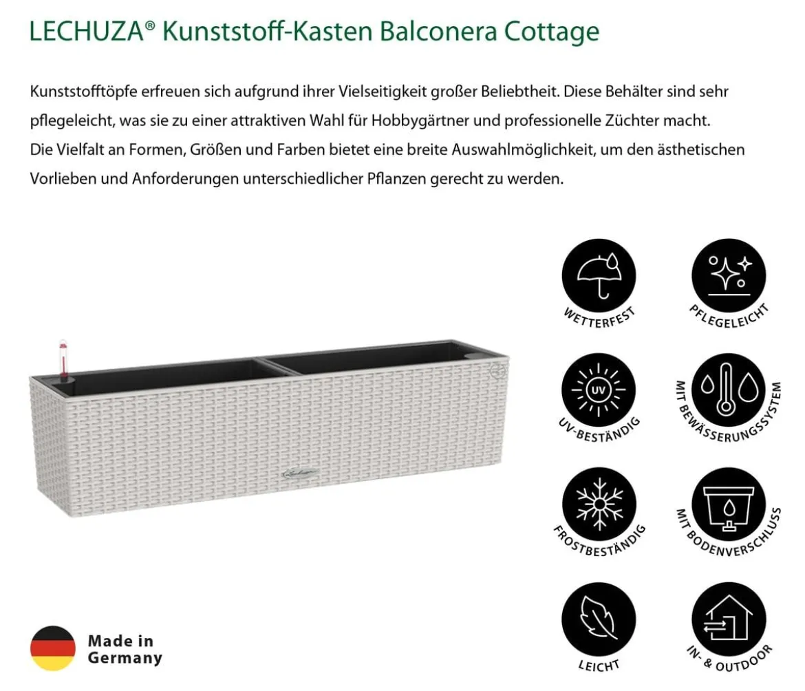 LECHUZA® Kunststoff-Kasten Balconera Cottage, rechteckig