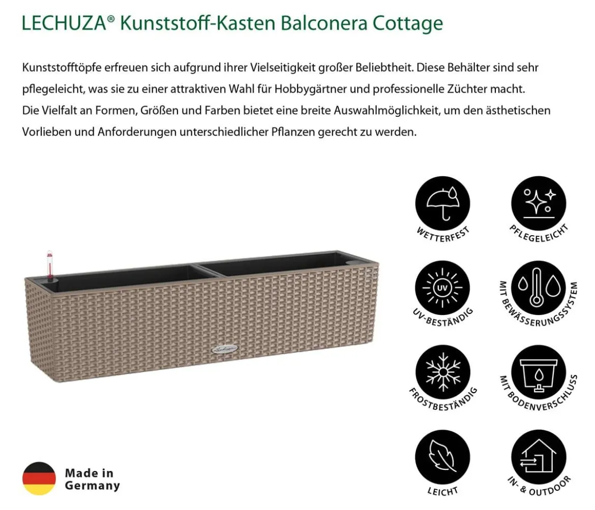 LECHUZA® Kunststoff-Kasten Balconera Cottage, rechteckig