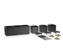 LECHUZA® Kunststoff-Kasten Trio Stone inkl. Pflanzeinsatz, rechteckig, ca. B132,5/H46,5/T44,5 cm