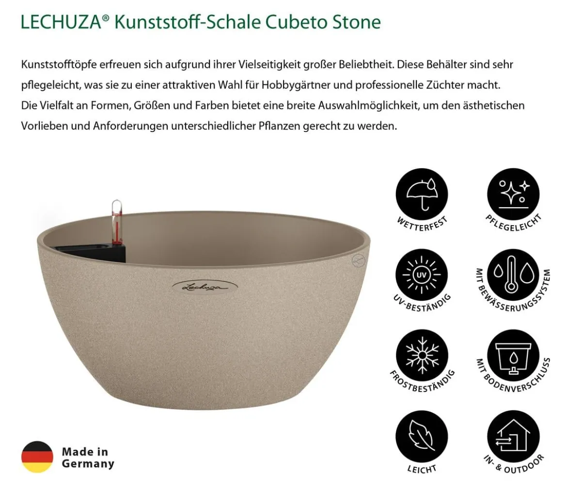 LECHUZA® Kunststoff-Schale 'Cubeto Stone', rund