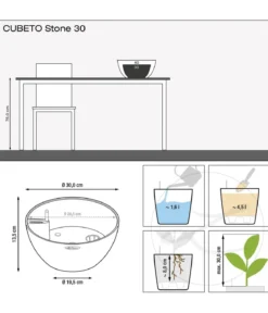 LECHUZA® Kunststoff-Schale 'Cubeto Stone', rund