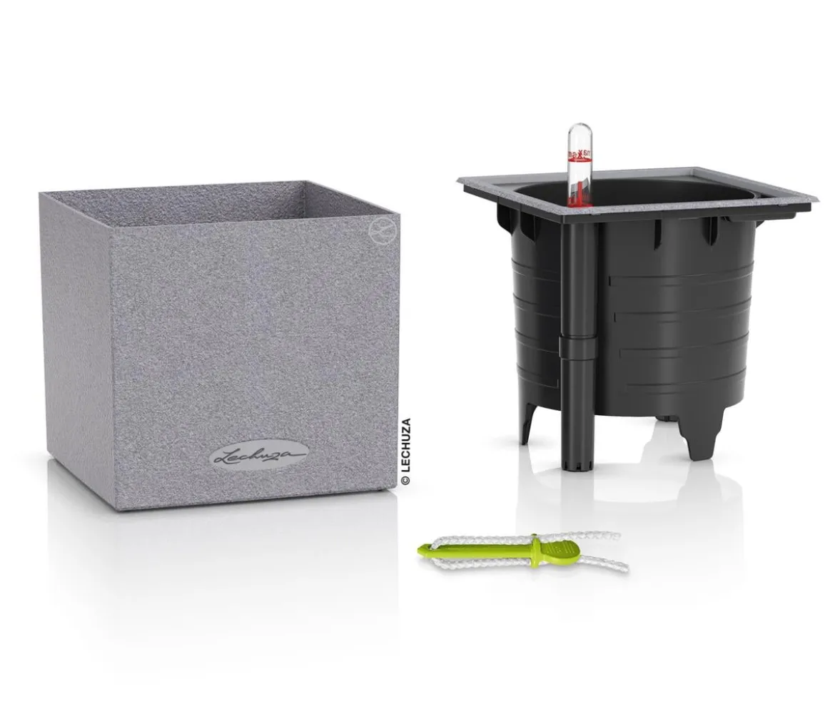 LECHUZA® Kunststoff-Topf Canto Stone, eckig, ca. B14/H13,5/T14 cm