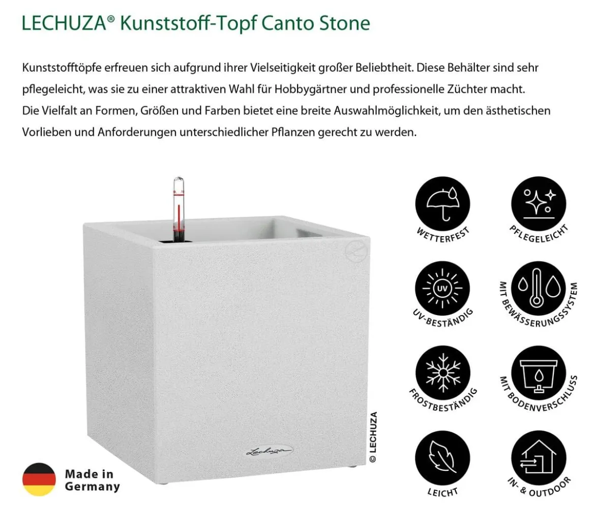 LECHUZA® Kunststoff-Topf Canto Stone, quadratisch