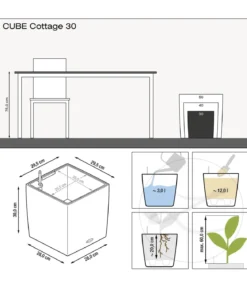 LECHUZA® Kunststoff-Topf Cube Cottage, quadratisch