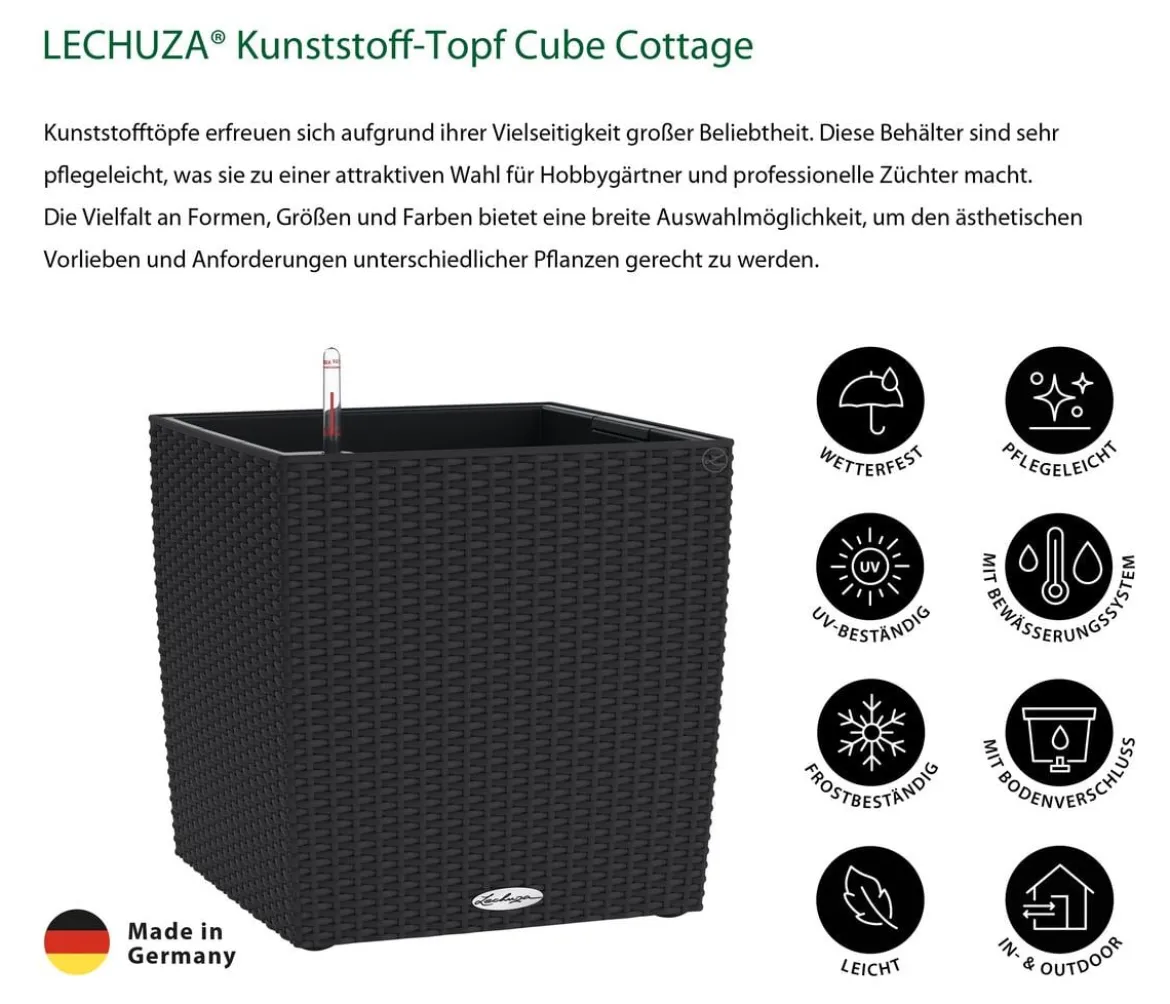 LECHUZA® Kunststoff-Topf Cube Cottage, quadratisch