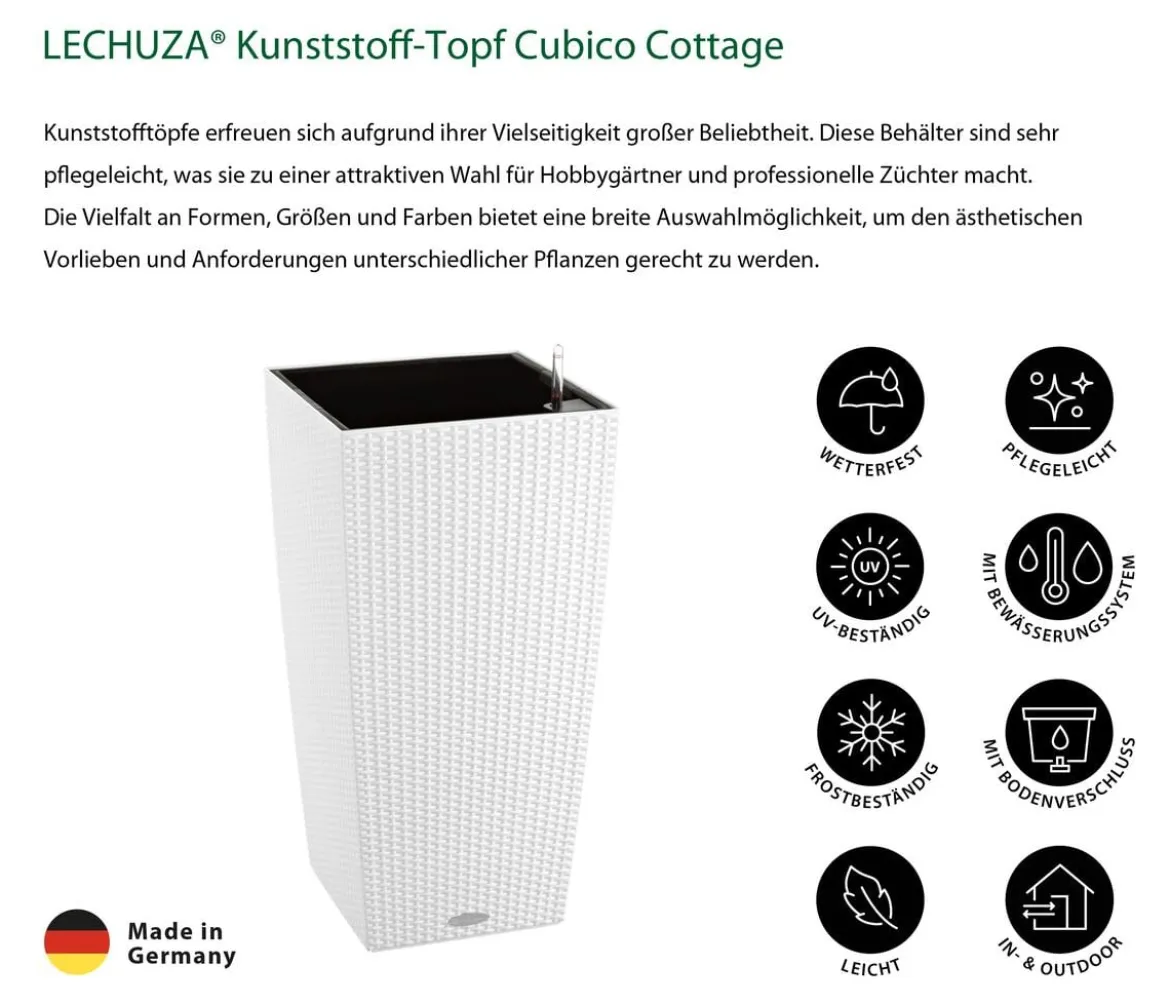 LECHUZA® Kunststoff-Topf Cubico Cottage, konisch