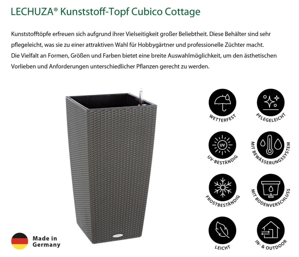 LECHUZA® Kunststoff-Topf Cubico Cottage, konisch