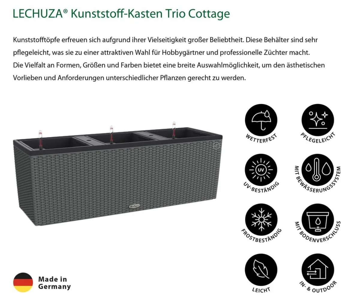 LECHUZA® Polyrattan-Kasten Trio Cottage, rechteckig