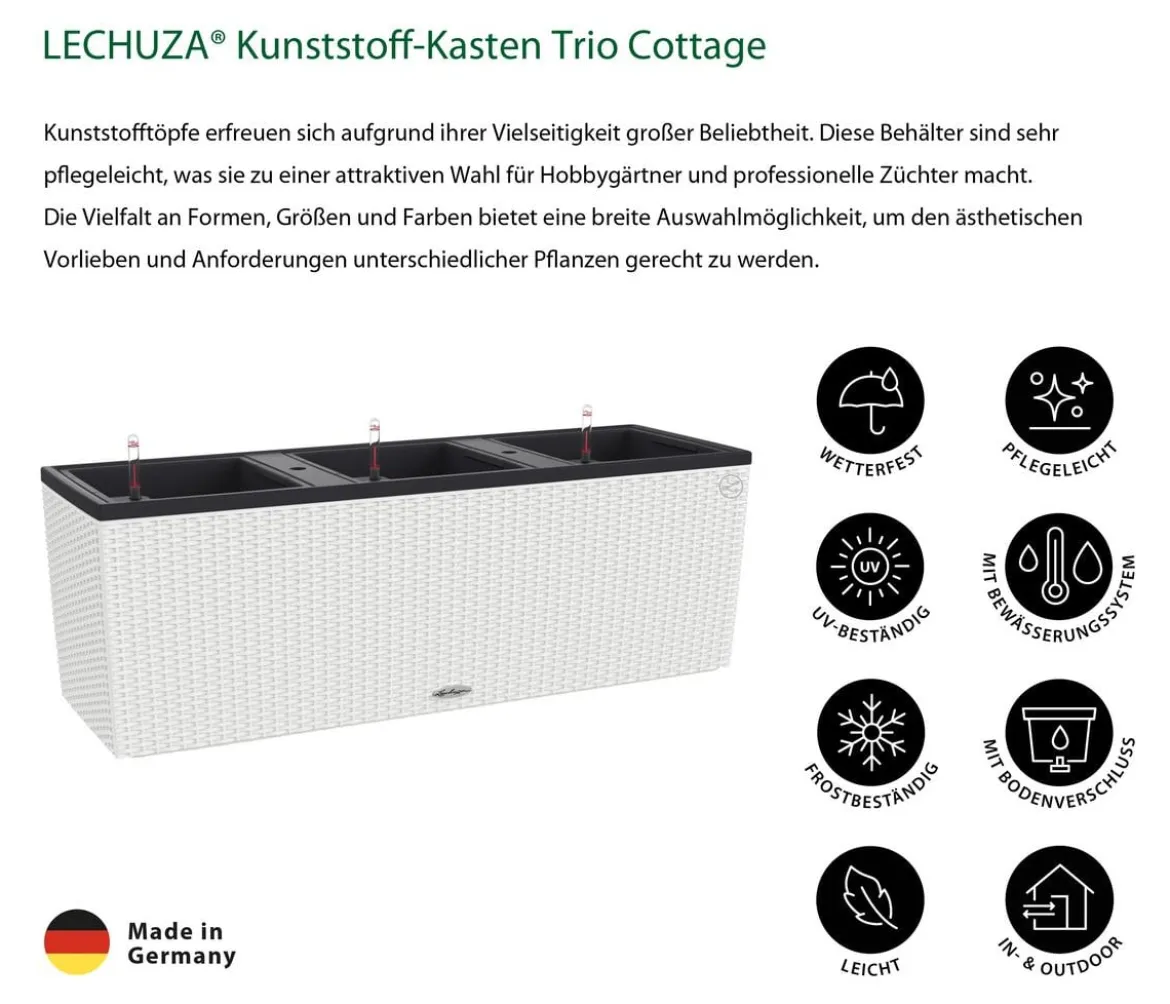 LECHUZA® Polyrattan-Kasten Trio Cottage, rechteckig