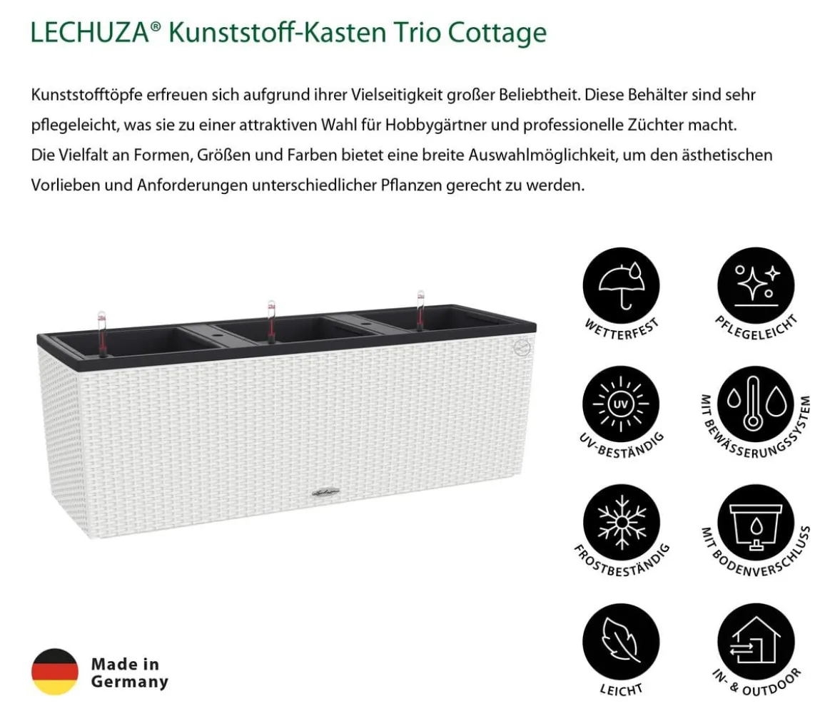 LECHUZA® Polyrattan-Kasten Trio Cottage, rechteckig