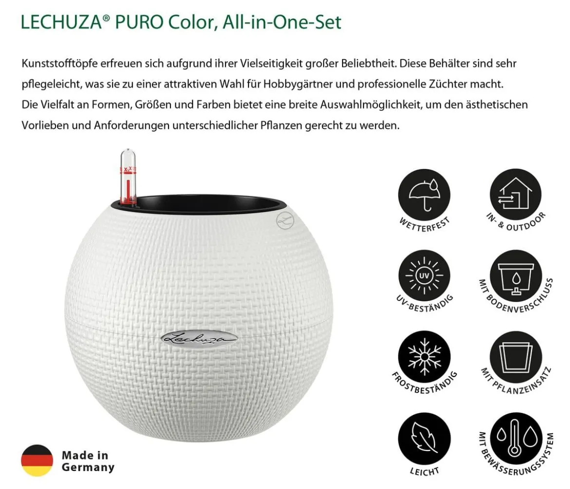 LECHUZA® PURO Color, All-in-One-Set, rund, ca. Ø20 cm