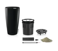 LECHUZA® Rondo hochglanz All-in-One-Set, schwarz, 15749