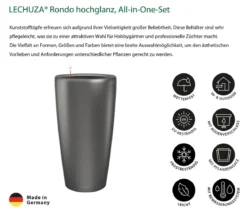 LECHUZA® Rondo hochglanz All-in-One-Set, schwarz, 15749