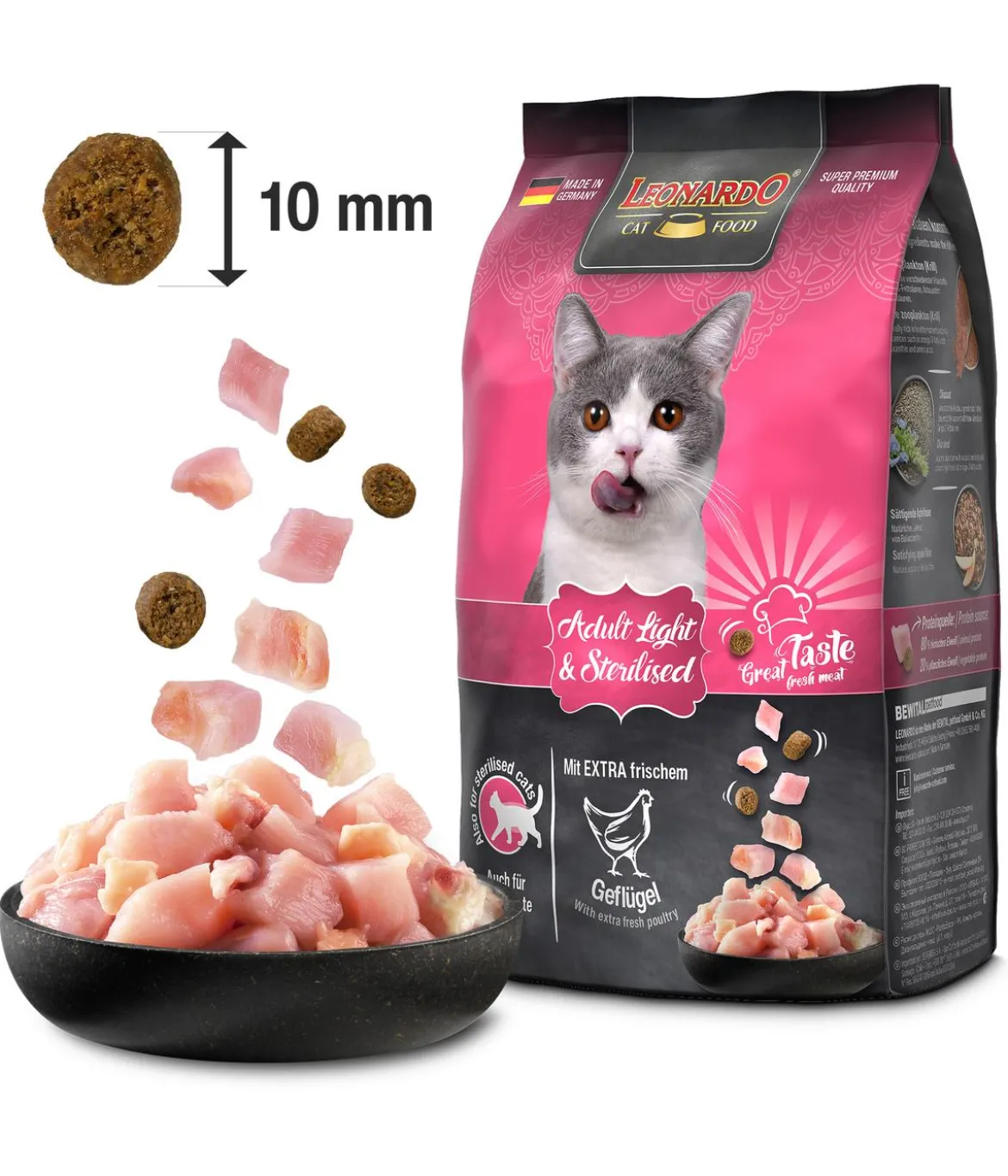 Leonardo Trockenfutter für Katzen Adult Light & Sterilised, Geflügel