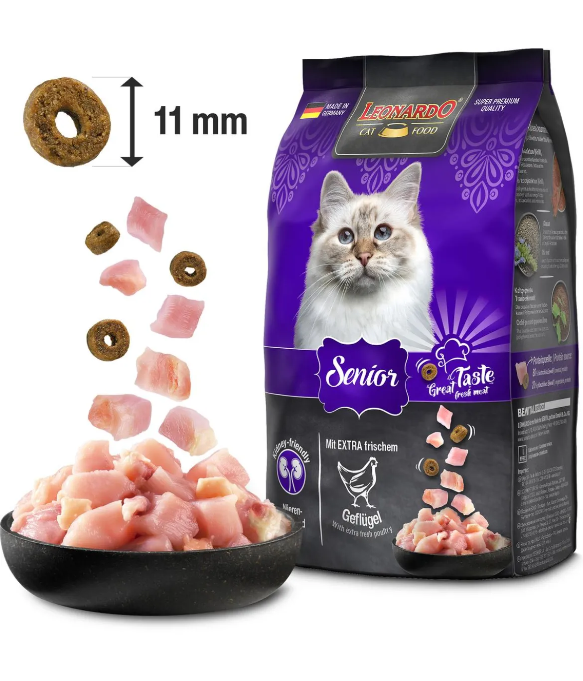Leonardo Trockenfutter für Katzen Senior, Geflügel