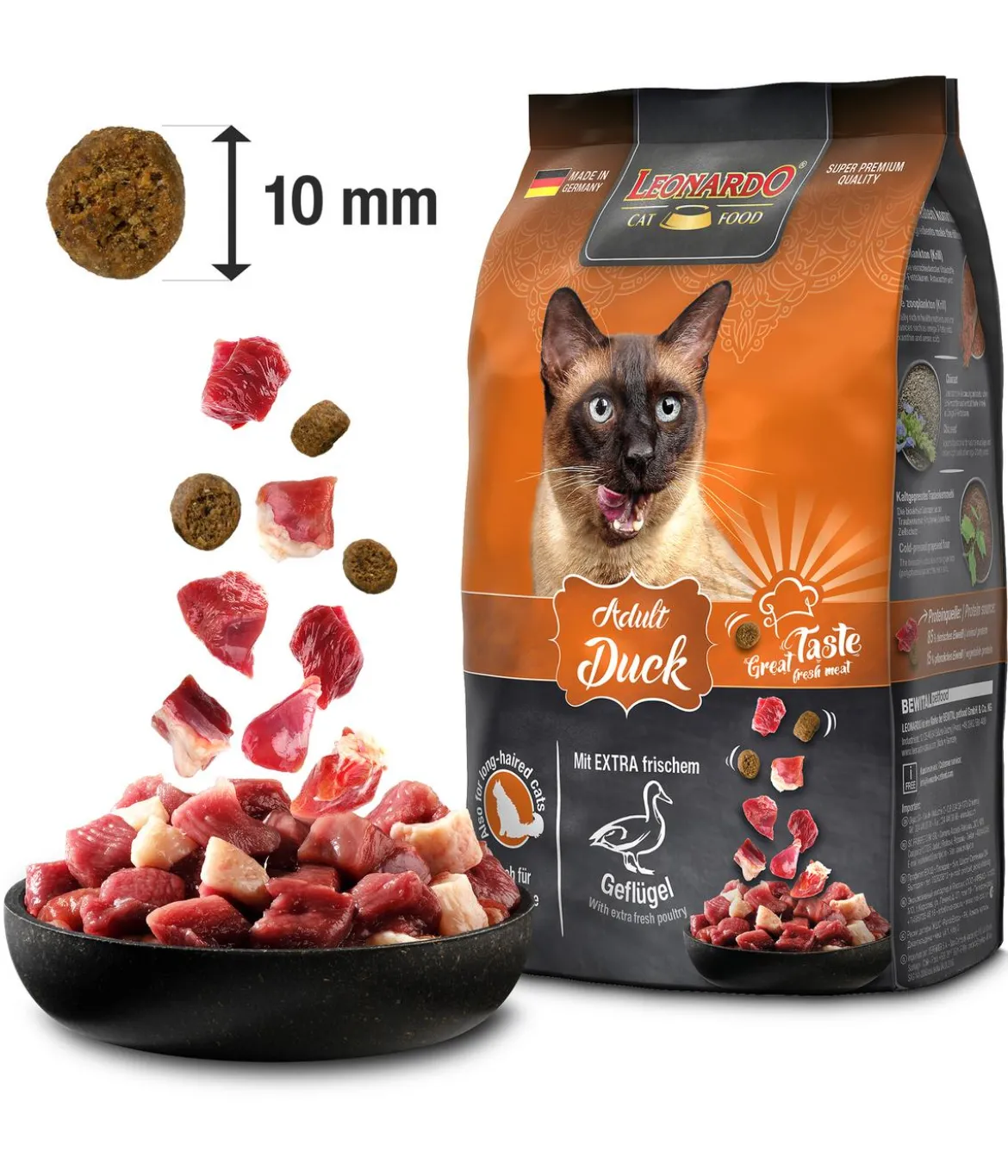Leonardo Trockenfutter für Katzen Adult Duck, Ente