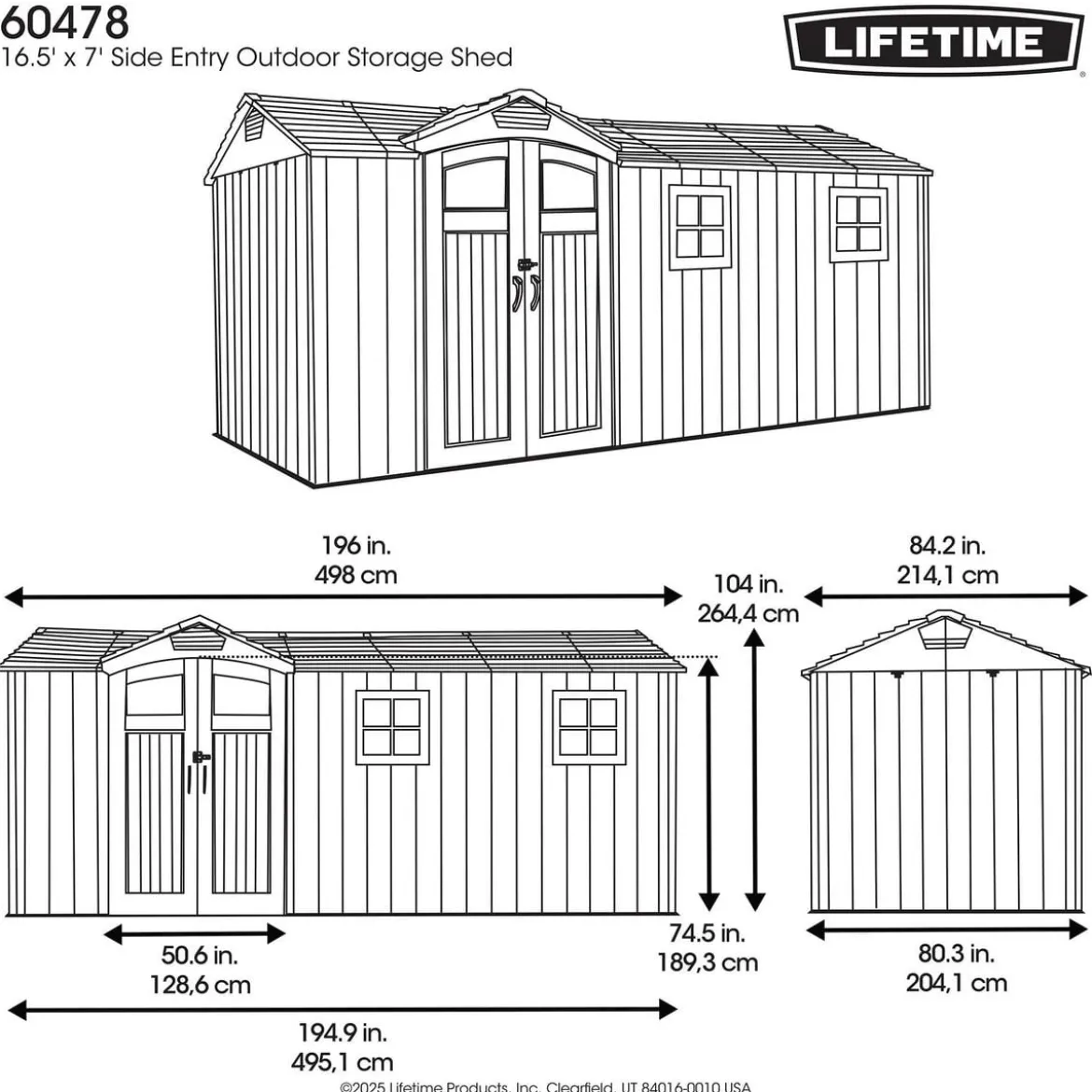Lifetime Gerätehaus Idaho, ca. B498/H264,5/T214,1 cm