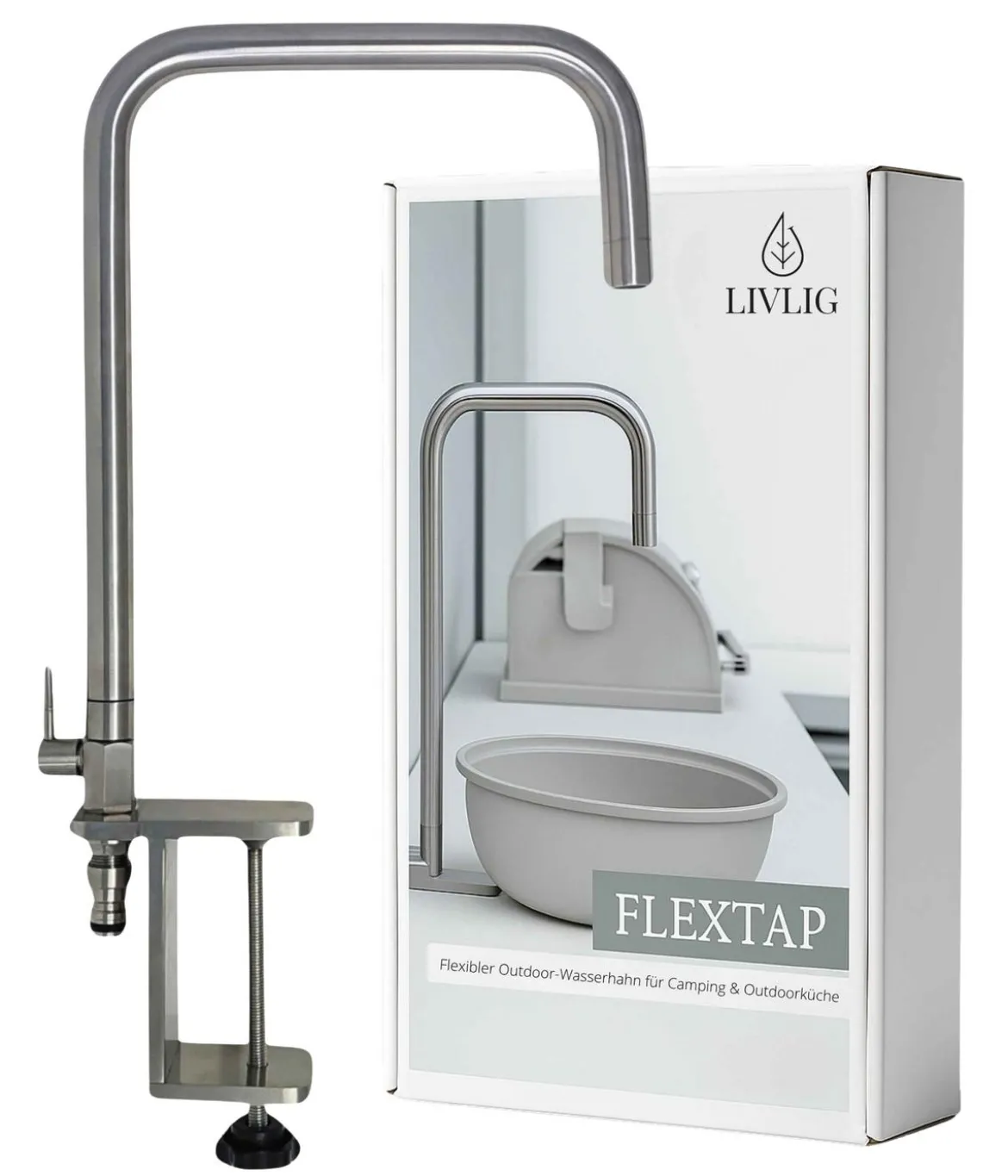 Livlig Garden Outdoor-Wasserhahn FlexTap, silber, ca. B23,5/H44/T5 cm