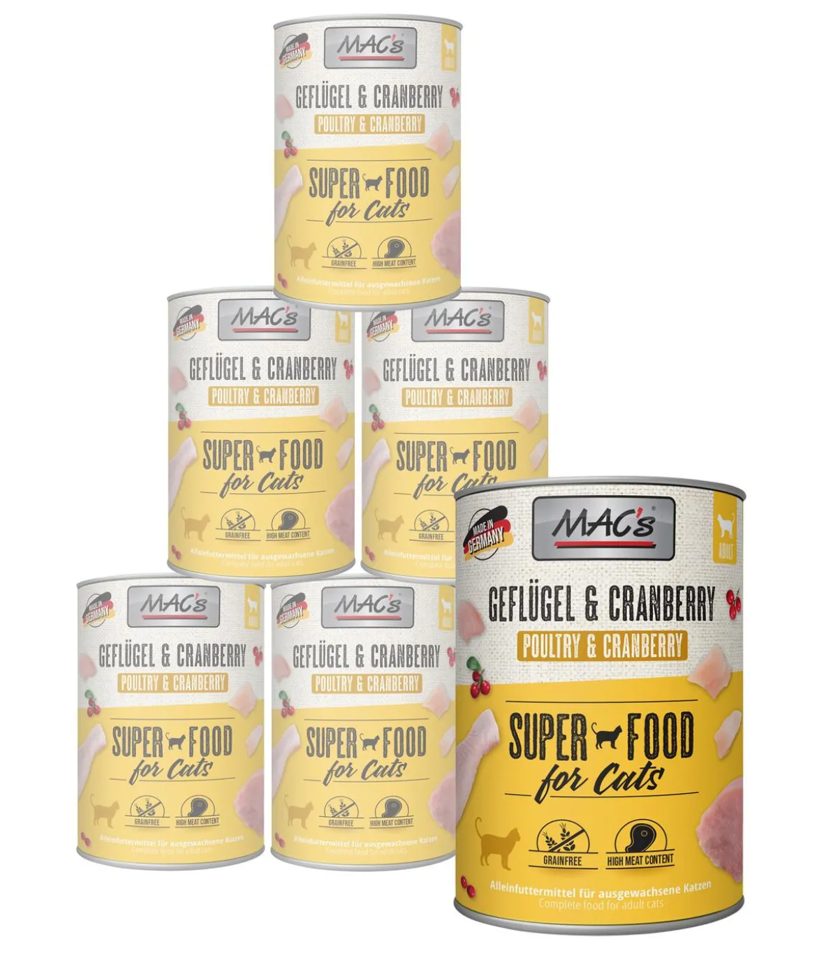 MAC's CAT Nassfutter für Katzen Fleischmenü, 6 x 400 g