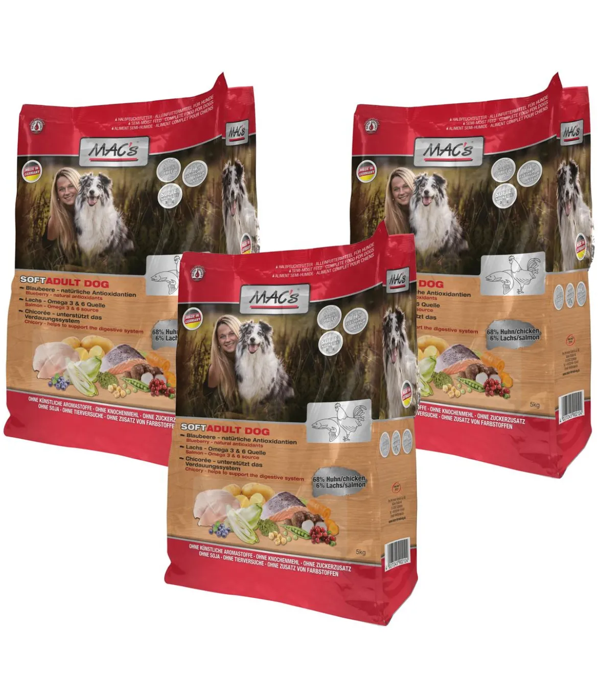 MAC's DOG Trockenfutter für Hunde Soft Adult, getreidefrei, Huhn & Lachs