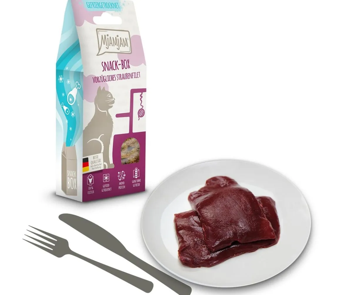 MjAMjAM® Katzensnack Snackbox vorzügliches Straußenfilet, Adult, 40 g