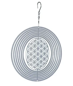 NATURE'S MELODY Windspiel Cosmo Blume des Lebens, Ø 20 x 29,3 cm, silber