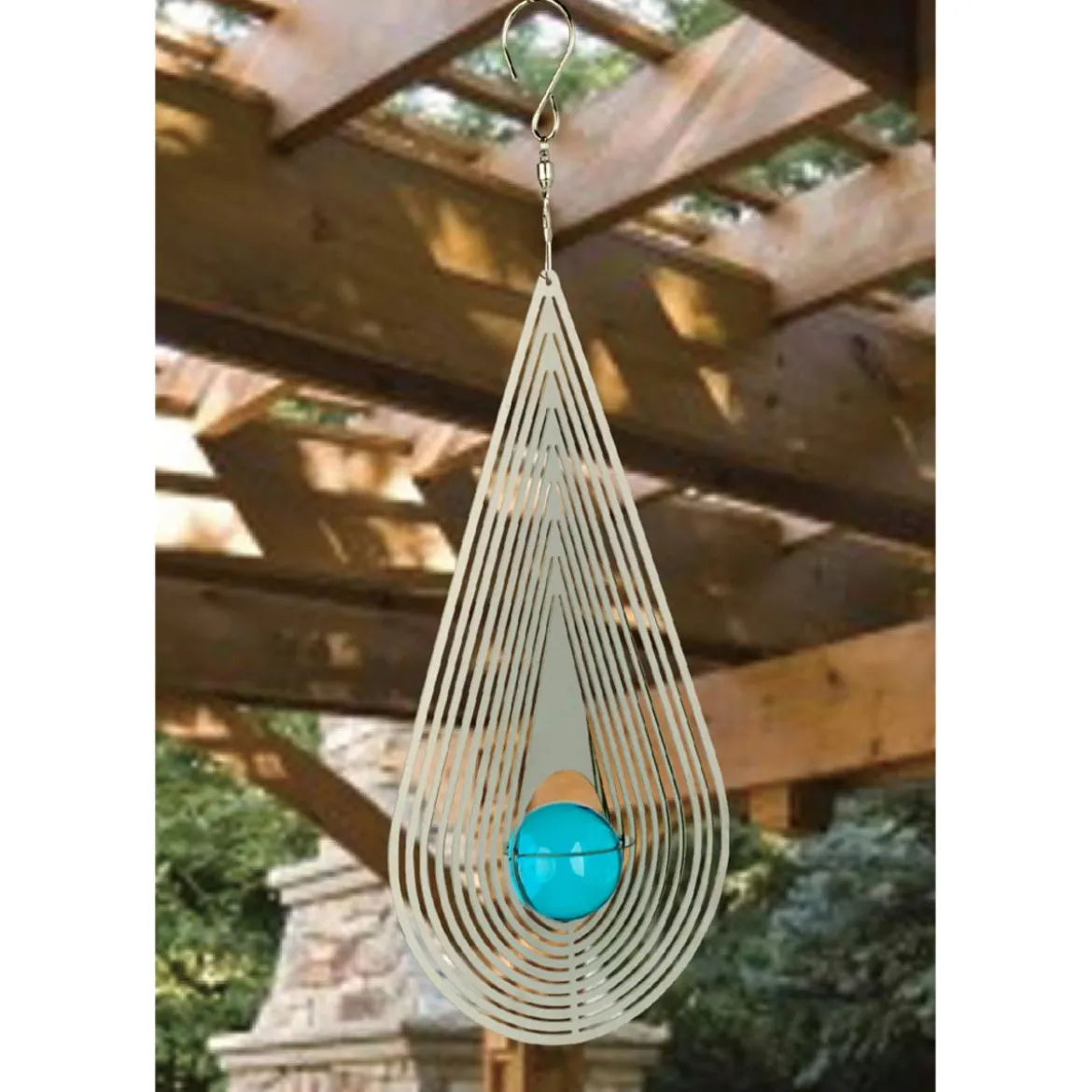 NATURE'S MELODY Windspiel Cosmo Träne, 13 x 4,5 x 33,5 cm, silber/blau