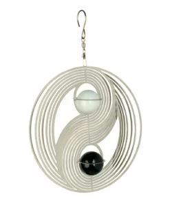 NATURE'S MELODY Windspiel Cosmo Yin Yang, 20,5 x 4,5 x 29 cm, silber/schwarz/weiß